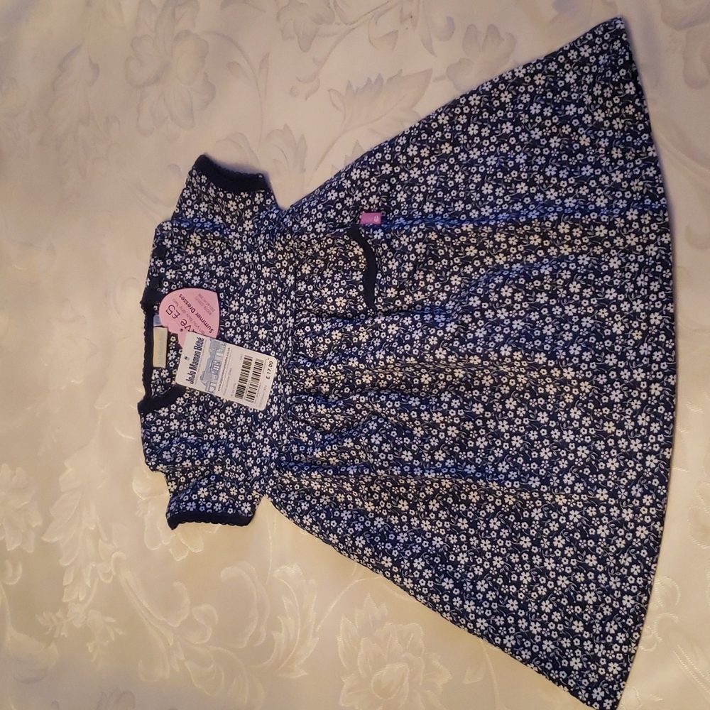 Girls Navy Blue Floral Summer Dress  **204**